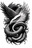 fearher snakes and eagles tattoo design idea