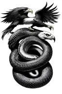 fearher snakes and eagles tattoo design idea