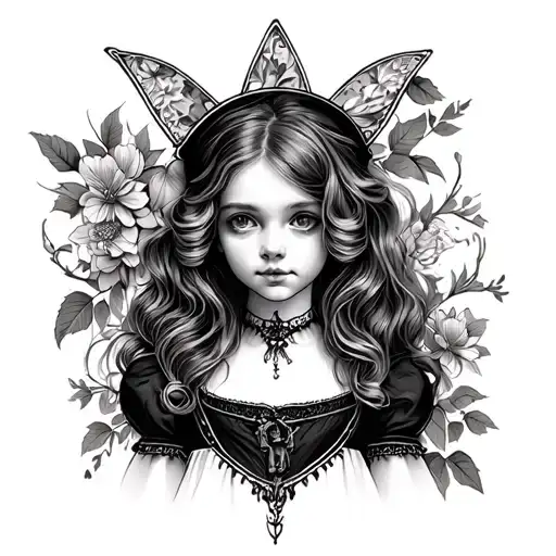 Dark Alice In Wonderland tattoo design idea