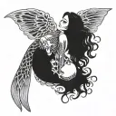 mermaid skeleton tattoo design idea