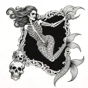 mermaid skeleton tattoo design idea