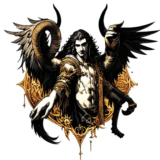 arcangel uriel with capricorn zodiac sign tattoo design idea