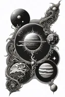 sun earth moon Jupiter spine tattoo design tattoo design idea