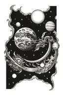 sun earth moon Jupiter spine tattoo design tattoo design idea