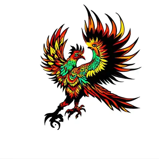 Mayan phoenix rising tattoo design idea