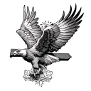 eagle coming down to a cross tattoo design idea