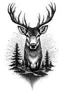 Hirsch forest dotwork abstract tattoo design idea