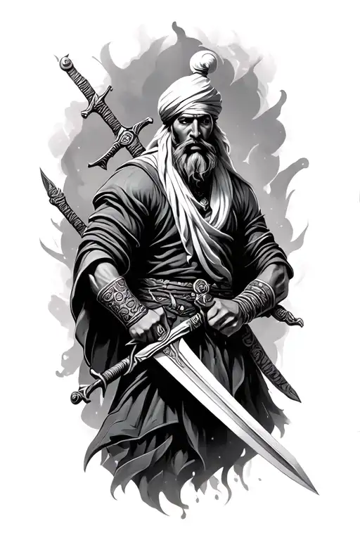 sword sikh warrior tattoo design idea