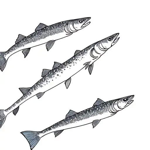 multiple trout fish swimming upstream tattoo design idea