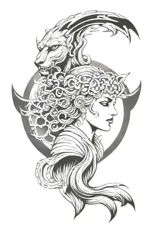 hecate goddess tattoo design idea