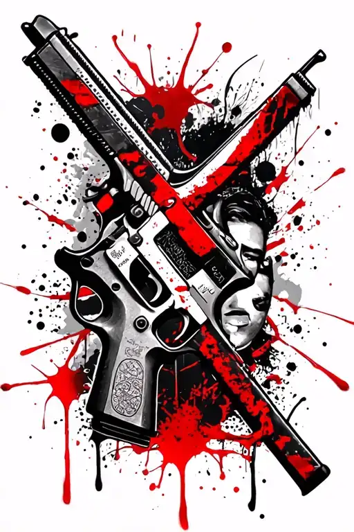 pistol crossed tattoo design idea