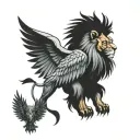 Lion with wings made tattoo design idea