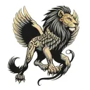 Lion with wings made tattoo design idea