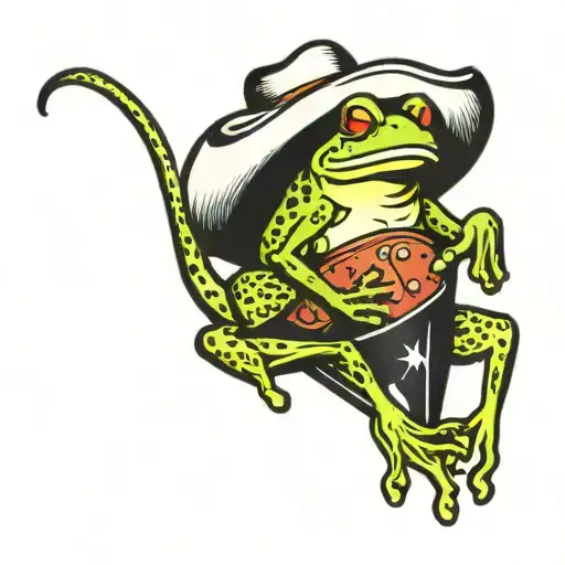 frog wearing cowboy hat tattoo design idea