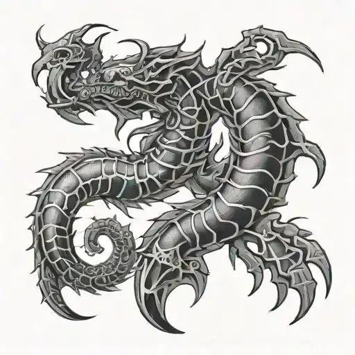 Combining all the transformation symbols associated with Scorpio into a single, cohesive symbol would require merging th tattoo design idea