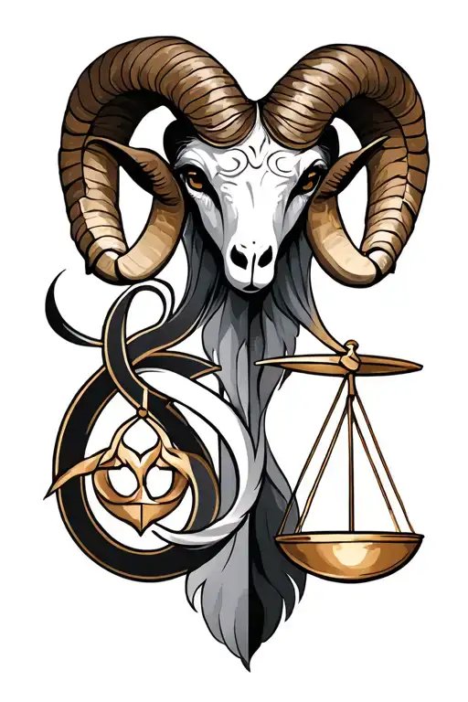 Aries and libra symbols combined tattoo tattoo design idea