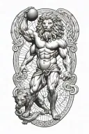 Atlas Holding The World With Lion Greek God tattoo design idea