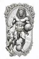 Atlas Holding The World With Lion Greek God tattoo design idea