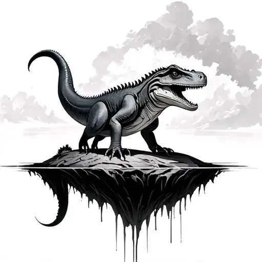 Komodo Dragon on a floating island tattoo design idea