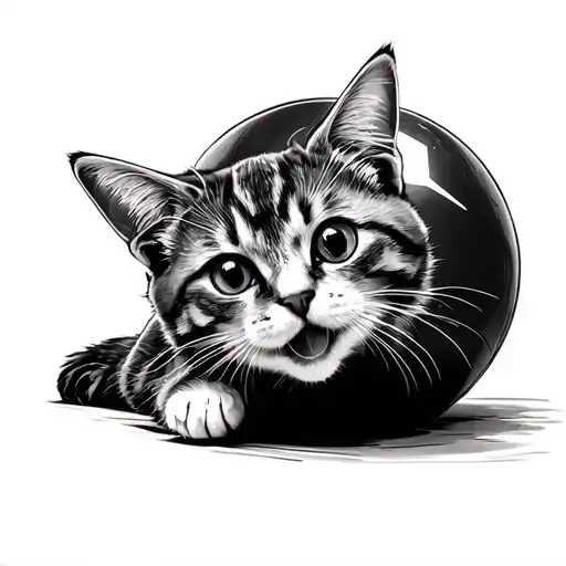 cat playing with taco bell wrapper ball tattoo design idea