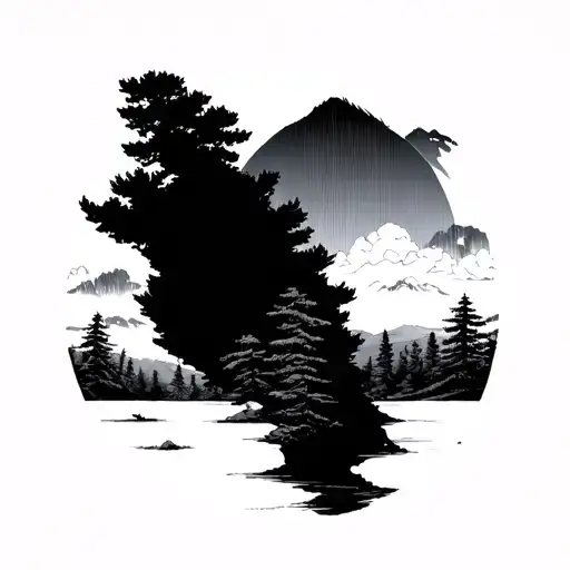 Japanese wood block of Appalachia tattoo design idea