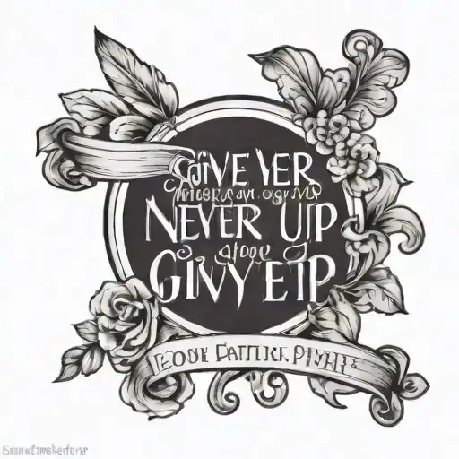 Quote saying to never give up and don’t the past stop you from the present and to have faith in God and to pray tattoo design idea