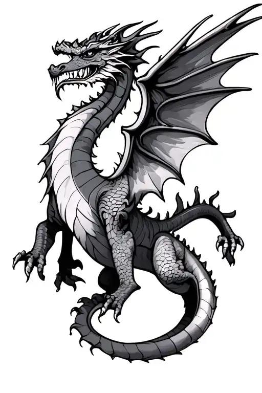 english dragon with cornish flag for wings tattoo design idea