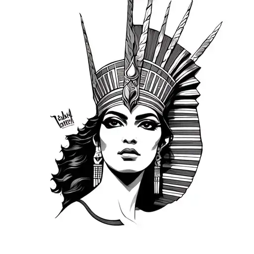 Evil Black egyptian queen tattoo design idea