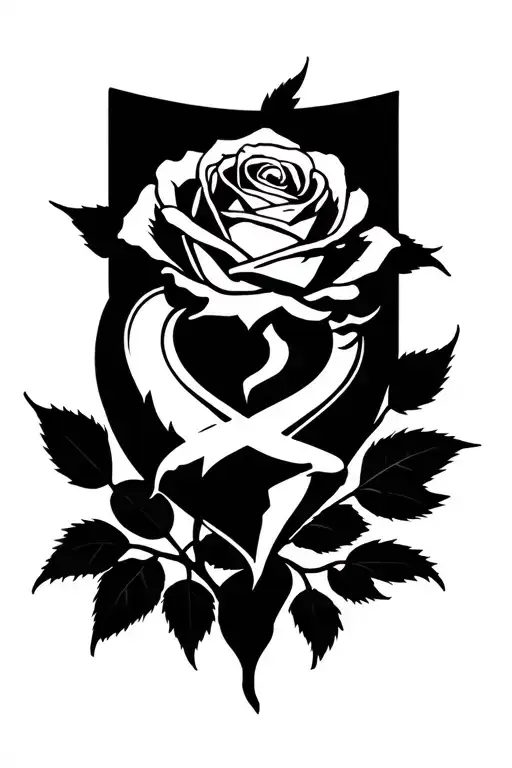 rose with a broken heart tattoo design idea