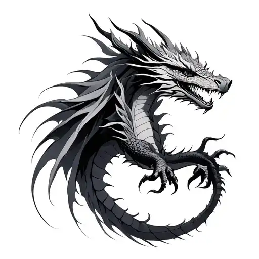 Fine Line Dragon tattoo design idea