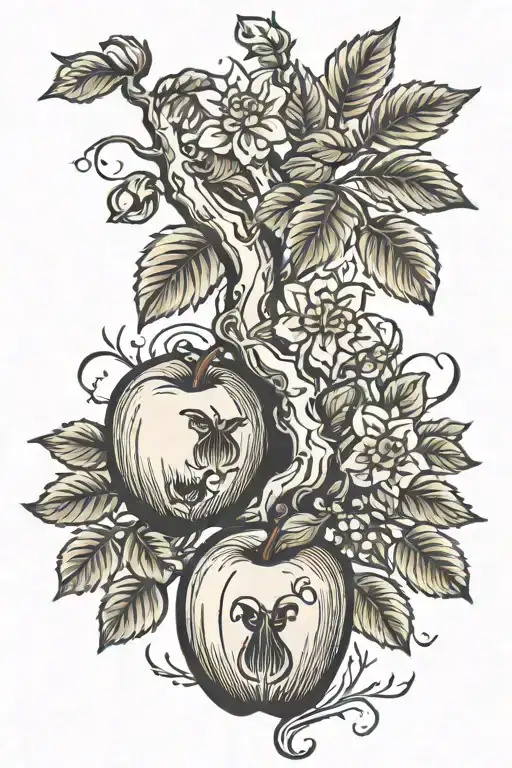 Fall apple Tree tattoo design idea