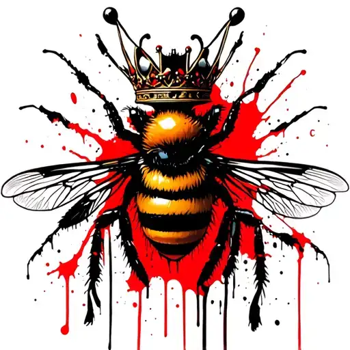 killer bee king crown tattoo design idea