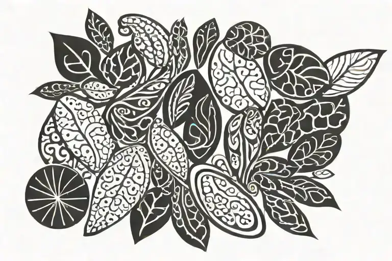  Basic black and white sea beans tattoo design idea