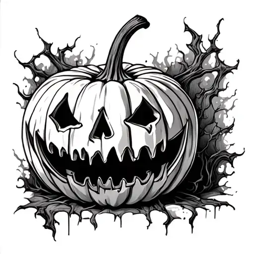 pumpkin scary tattoo design idea