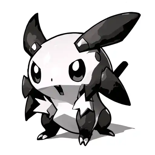 pokemon mimikyu in a grunge or alternative style tattoo with a lot of detail and emo tattoo design idea