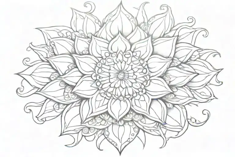 mandala sun lotus tattoo design idea