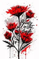 indian paintbrush with stem, words "beauty in the struggle" tattoo design idea