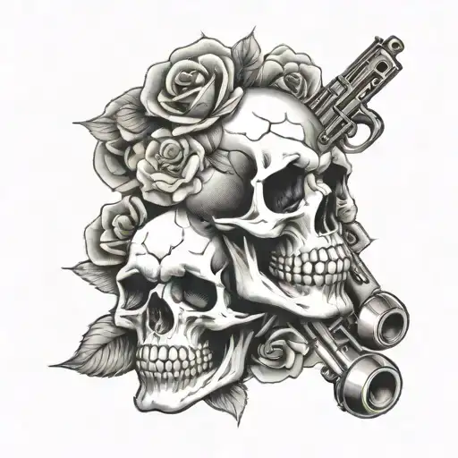 skull roses guns n roses tattoo design idea