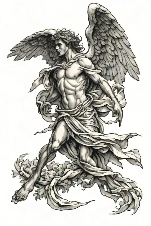 Icarus falling angel tattoo design idea