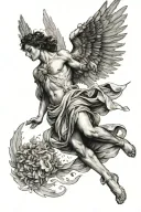 Icarus falling angel tattoo design idea