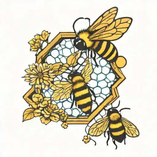 honeycombs  and bees  tattoo design idea