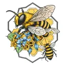 honeycombs  and bees  tattoo design idea