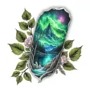 northern lights and nature sleeve tattoo design idea