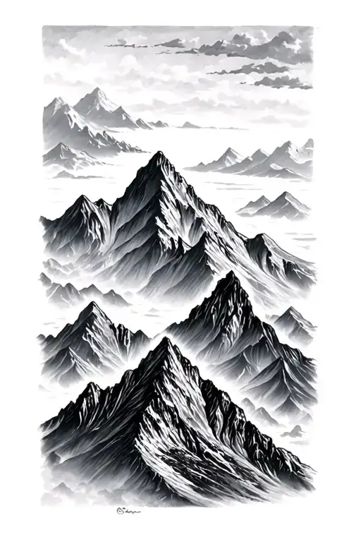 mountains turning tattoo design idea