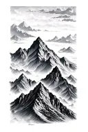 mountains turning tattoo design idea