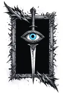 evil eye dagger tattoo design idea