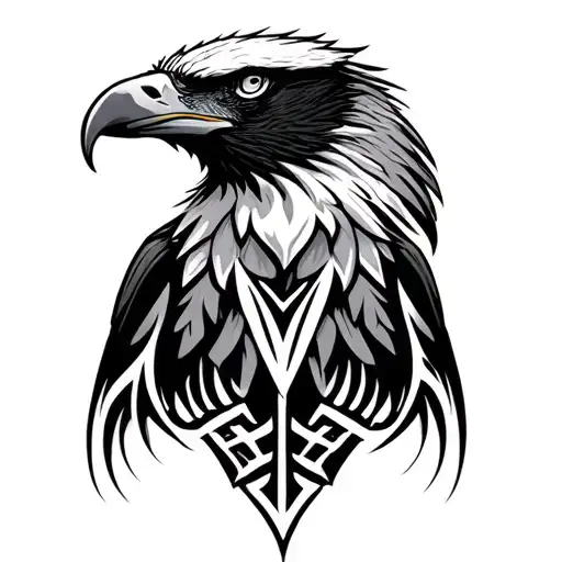 tribal with eagle tattoo design idea