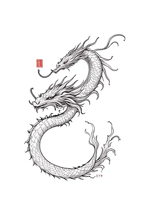 Water Chinese dragon tattoo design idea