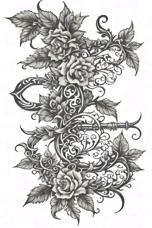 spine tattoo || the middle is a sword going down the back but wrapped around it is leaves and vines. i want flowers and  tattoo design idea