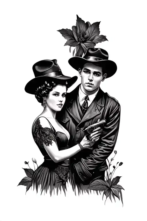 Bonnie and Clyde inspired design tattoo design idea